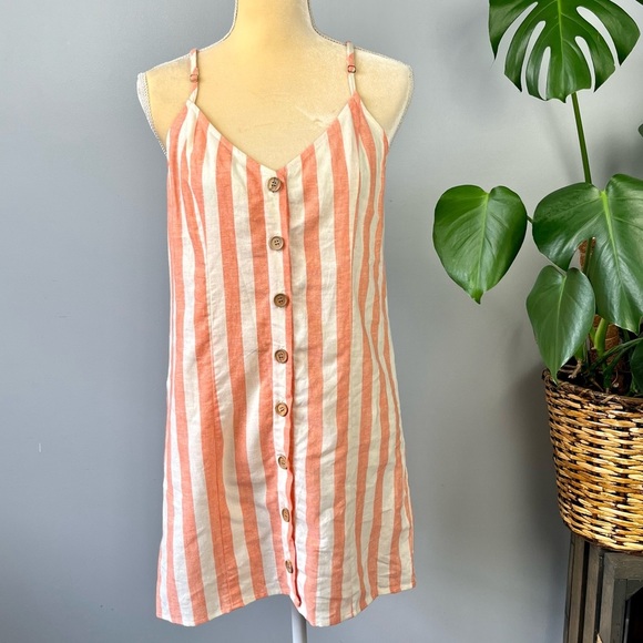 Show Me Sour MuMu Remington Womens Linen Striped Mini Dress - Picture 1 of 8